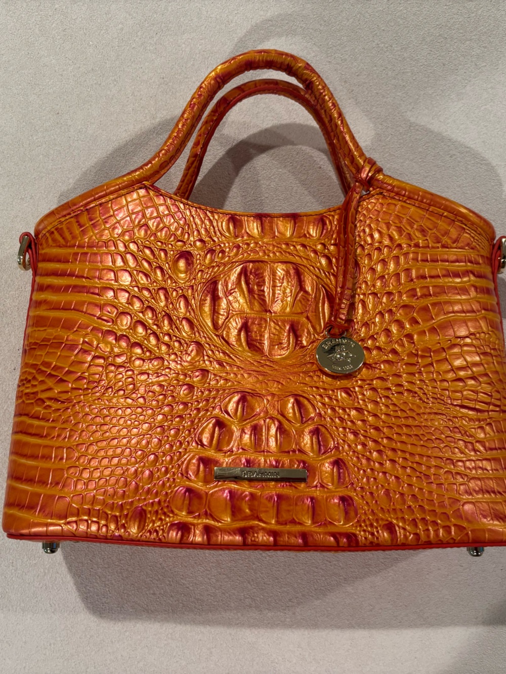 Brahmin Orange Croc-Embossed Satchel - Picture 3 of 3